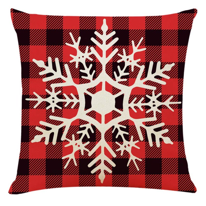 Ogrmar 4PCS 18"x18" Throw Pillow Covers Christmas Decorative Couch Pillow Cases Cotton Linen Pillow Square Cushion Cover for Sofa, Couch, Bed and Car (Christmas-E) - Image 2
